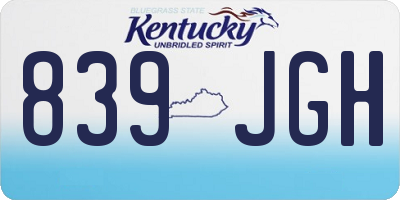 KY license plate 839JGH