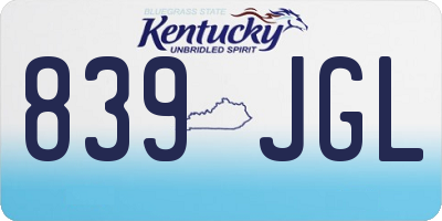 KY license plate 839JGL