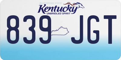 KY license plate 839JGT