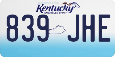 KY license plate 839JHE