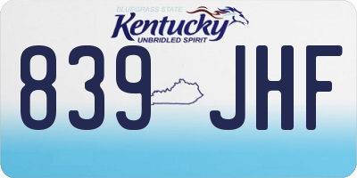 KY license plate 839JHF