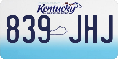 KY license plate 839JHJ