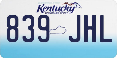 KY license plate 839JHL
