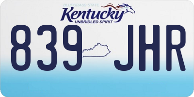 KY license plate 839JHR