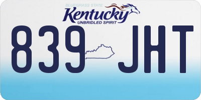 KY license plate 839JHT