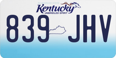 KY license plate 839JHV