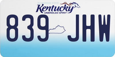 KY license plate 839JHW