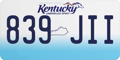 KY license plate 839JII