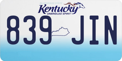 KY license plate 839JIN