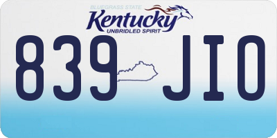 KY license plate 839JIO