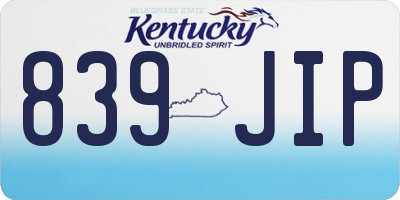 KY license plate 839JIP