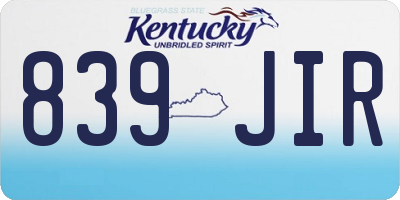 KY license plate 839JIR