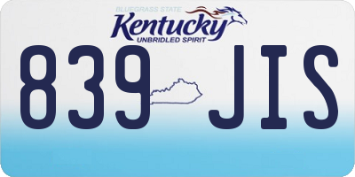 KY license plate 839JIS