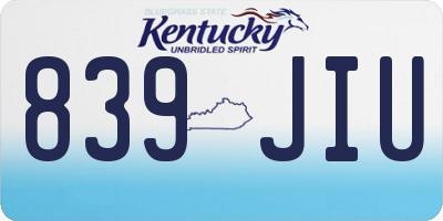KY license plate 839JIU