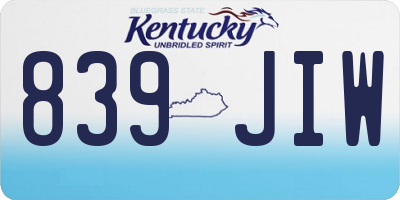 KY license plate 839JIW