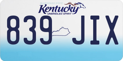 KY license plate 839JIX