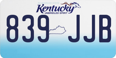 KY license plate 839JJB