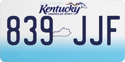KY license plate 839JJF