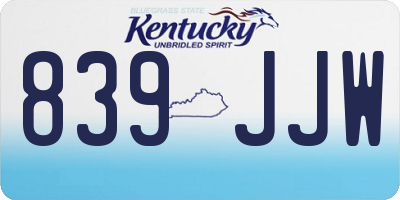 KY license plate 839JJW
