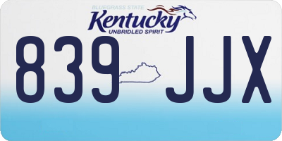KY license plate 839JJX