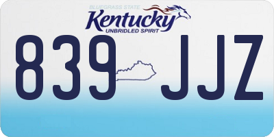KY license plate 839JJZ