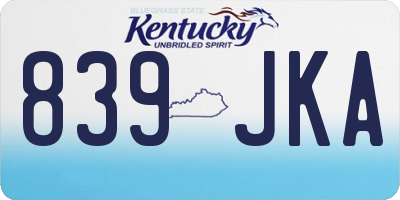 KY license plate 839JKA