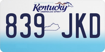KY license plate 839JKD