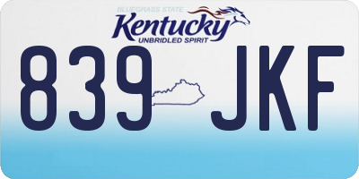 KY license plate 839JKF