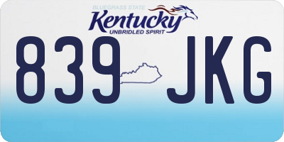 KY license plate 839JKG