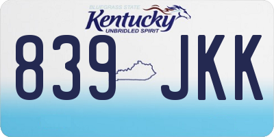 KY license plate 839JKK