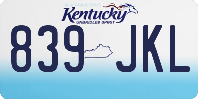 KY license plate 839JKL