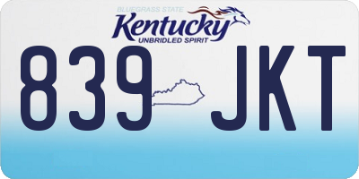 KY license plate 839JKT