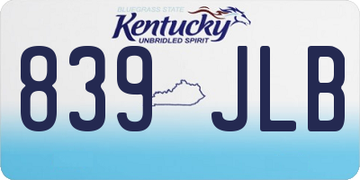 KY license plate 839JLB