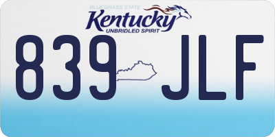 KY license plate 839JLF