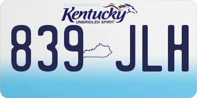 KY license plate 839JLH