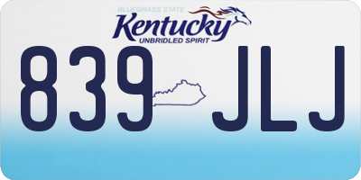 KY license plate 839JLJ