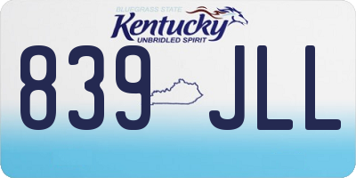 KY license plate 839JLL