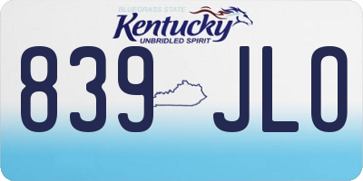 KY license plate 839JLO