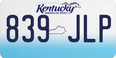 KY license plate 839JLP