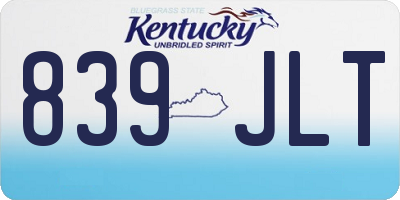 KY license plate 839JLT