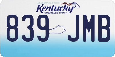 KY license plate 839JMB