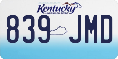 KY license plate 839JMD