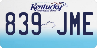 KY license plate 839JME