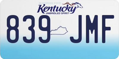 KY license plate 839JMF