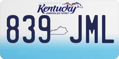 KY license plate 839JML