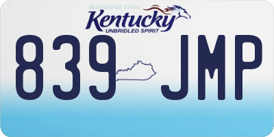 KY license plate 839JMP
