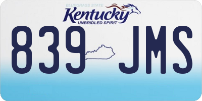 KY license plate 839JMS