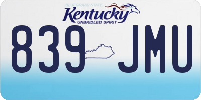 KY license plate 839JMU