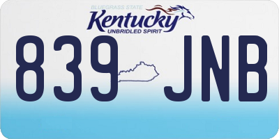 KY license plate 839JNB