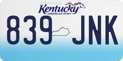 KY license plate 839JNK
